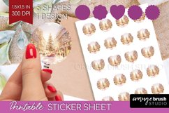 Christmas City Round Sticker - Cozy Christmas Printable Product Image 1
