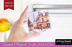 Christmas City Magnet Sublimation - Cozy Christmas Square Product Image 1