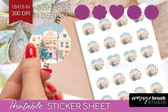 Christmas City Round Sticker - Cozy Christmas Printable Product Image 1