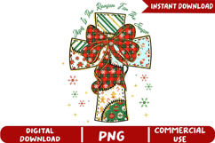 Christian Christmas Cross Sublimation,Jesus Christmas Png Product Image 5