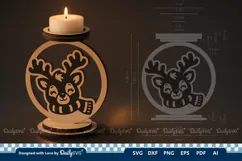 Cute Christmas Candle Holder SVG | Laser Cut Decor Product Image 2