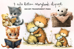 Cute Kitten Storybook Clipart PNG Product Image 1