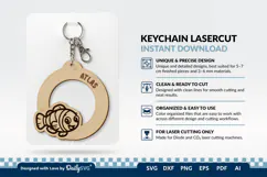 Cute Ocean Animal Keychain SVG | Kawaii Sea Life Product Image 3