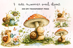 Cute Summer Snail Clipart PNG Product Image 1