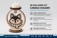 Cute Winter Animal Candle Holder SVG | Laser Cut Decor Product Image 3