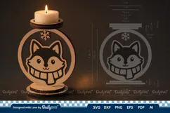Cute Winter Animal Candle Holder SVG | Laser Cut Decor Product Image 1