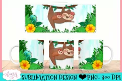 Sloth Mom Mug Wrap PNG| Cute Sloth Mug sublimation design Product Image 3