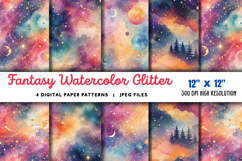 Fantasy Watercolor Glitter Background JPG Product Image 1