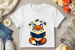 Cute Reading Fox Book Lover Astrology Stars Cartoon Product Image 6