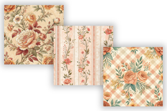 Peach Toile Digital Paper Pack, Vintage Floral Toile Product Image 3