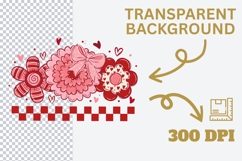 Valentine Floral PNG, Pink Bow Flower PNG, Cute Valentine Product Image 2