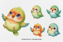 15 Bundle Watercolor Colorful Love Bird Cute Kids Flying Product Image 5