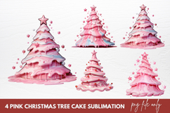 Pink Christmas Tree Cake Clipart Sublimation Product Image 1