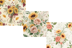 Autumn Sunflower Wedding Bouquet Digital Paper Product Image 5