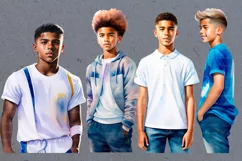 Mixed-race teenage boys clipart 28 PNG Product Image 3