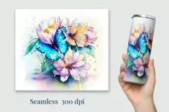 Tumbler Sublimation Design Watercolor Butterfly / PNG/ Wrap/ Product Image 2