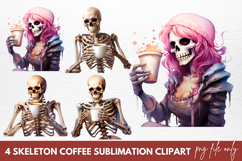 Skeleton Coffee Sublimation Clipart Product Image 1