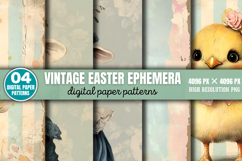 Vintage Easter Ephemera Digital Paper Background Bundle PNG Product Image 6