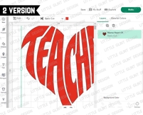 Retro Teacher Heart SVG PNG, Valentine Teacher Png design Product Image 5
