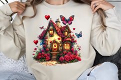 Valentines Day Fairy Houses Clipart PNG Product Image 1