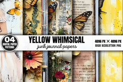 Yellow Whimsical Junk Journal Paper Bundle PNG Product Image 6