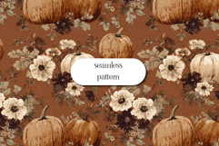 Vintage Pumpkin Floral Seamless Pattern | Autumn Harvest Product Image 1