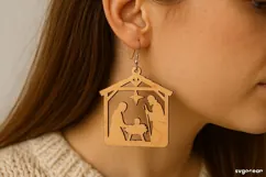 Nativity Scene Earrings Laser Cut | Jewerly SVG | SVG Product Image 1