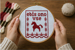 Cross stitch pattern Ebis ono vse koniom, red white folk sla Product Image 5