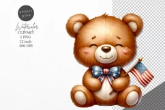 Patriotic clipart, Teddy bear clipart, Summer clipart Product Image 1