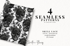 Seamless Skull Lace Digital Paper Product Image 2