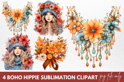 Boho Hippie Sublimation Clipart PNG Product Image 1