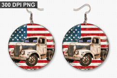 Truck Earring Sublimation PNG - 4th of July Earring Design Product Image 1