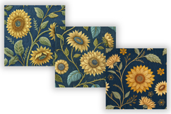 Vintage Sunflower Seamless Pattern Bundle, Watercolor Product Image 5