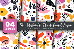 Playful Bright Floral Digital Paper Product Image 1