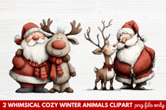 Whimsical Cozy Winter Animals Clipart | Cute Winter Wildlife Product Image 1
