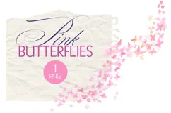 Pink Watercolor Flying Butterflies PNG Design Product Image 1