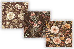 Chocolate Toile Digital Paper Pack, Vintage Floral Toile Product Image 5