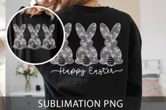 White Lace Bunny PNG, Easter png, Lace Bow Bunny Png Product Image 1