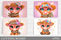 Cute Cow Cutting Board Design. Cow Sublimation Product Image 1