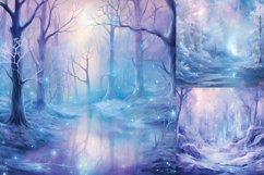 Watercolor misty winter forest printable digital papers Product Image 5