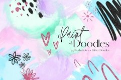 Purple, Green and Blue Colourful Paint and Glitter Doodles Product Image 1