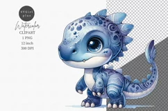 Friendly dinosaur, Dino clipart, Watercolor clipart, Product Image 1