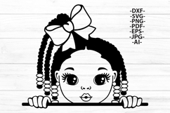 Cute African American Girl SVG Bundle, Outline SVG Product Image 5