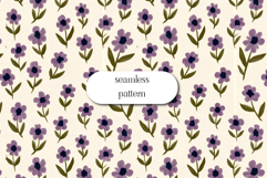 Purple Floral Seamless Pattern, Cottagecore Flower JPG Product Image 1