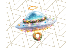Alien Christmas Clipart, Cute Outer Space Holiday PNG Product Image 5