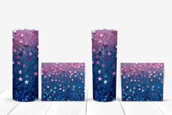 Blue Glitter Tumbler Sublimation, Stars Tumbler Wrap Design Product Image 5