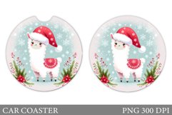 Lama Car Coaster Sublimation. Christmas Car Coaster Design Product Image 1