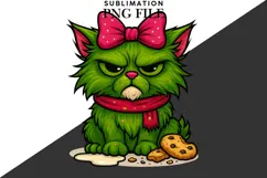 Green funny Christmas cat png design for T-shirts Product Image 2