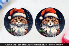 Christmas Cat Car Coaster PNG, Funny Cat Car Coaster Product Image 1
