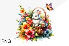 Spring Flowers And Bunny Sublimation - Clipart PNG Design Product Image 1